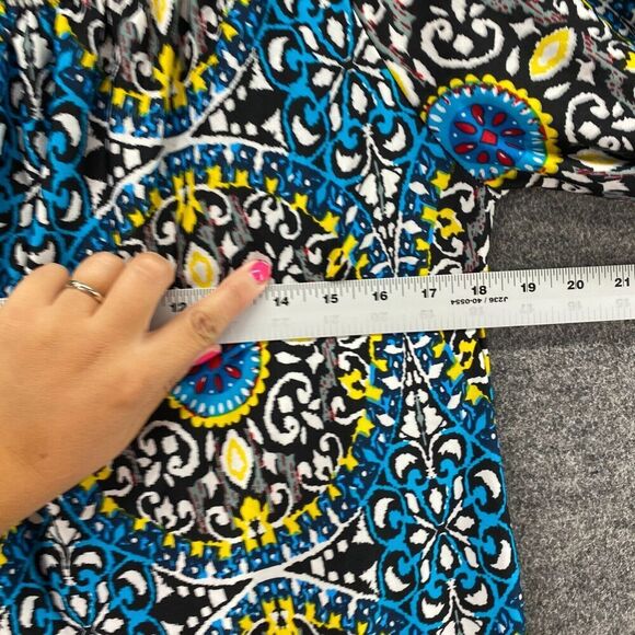 5/$45 Lapogee Dress Women M Medium Blue Geometric Shift Short 3/4 Sleeve - Picture 7 of 9